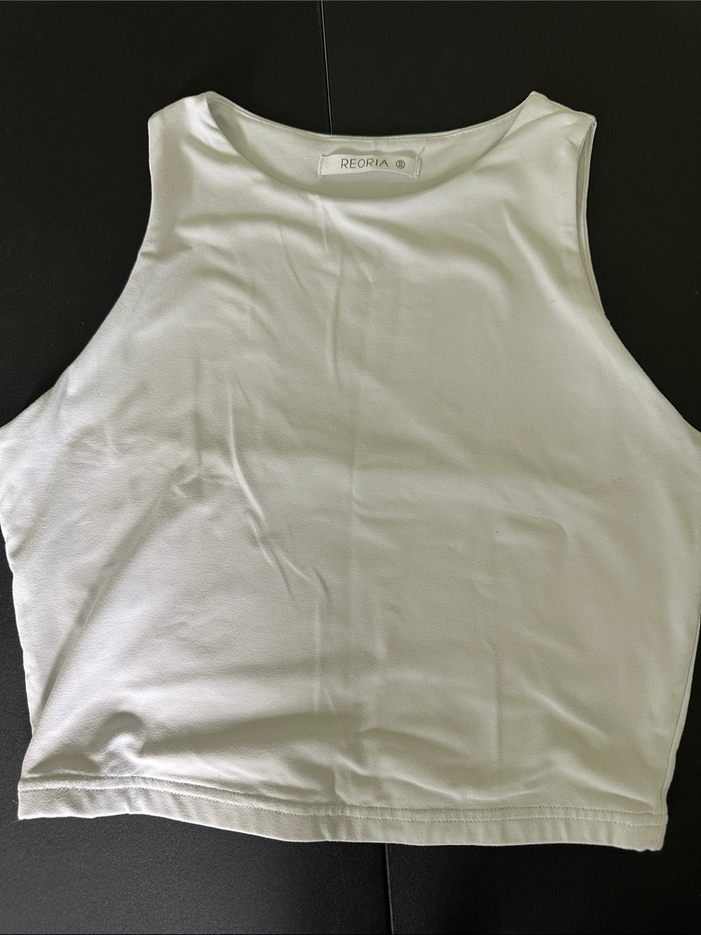 ReoRia White High Neck Crop Tank
